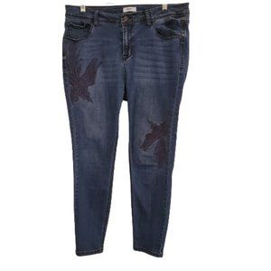 Kensie Eagle Phoenix Bird Boho Embroidered Jeans Size 12 / Size 31
